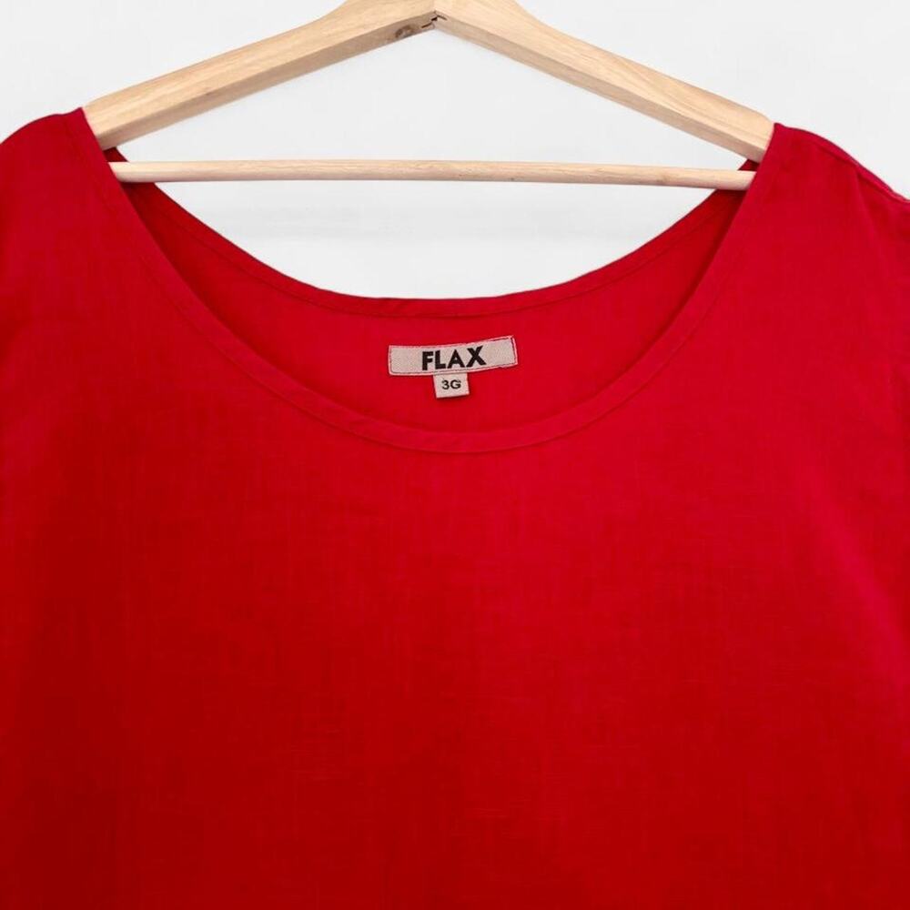 FLAX 3G Red 100% Linen Sleeveless Tank Plus Size Lagenlook Boho Summer- Size 3XL - Picture 3 of 5